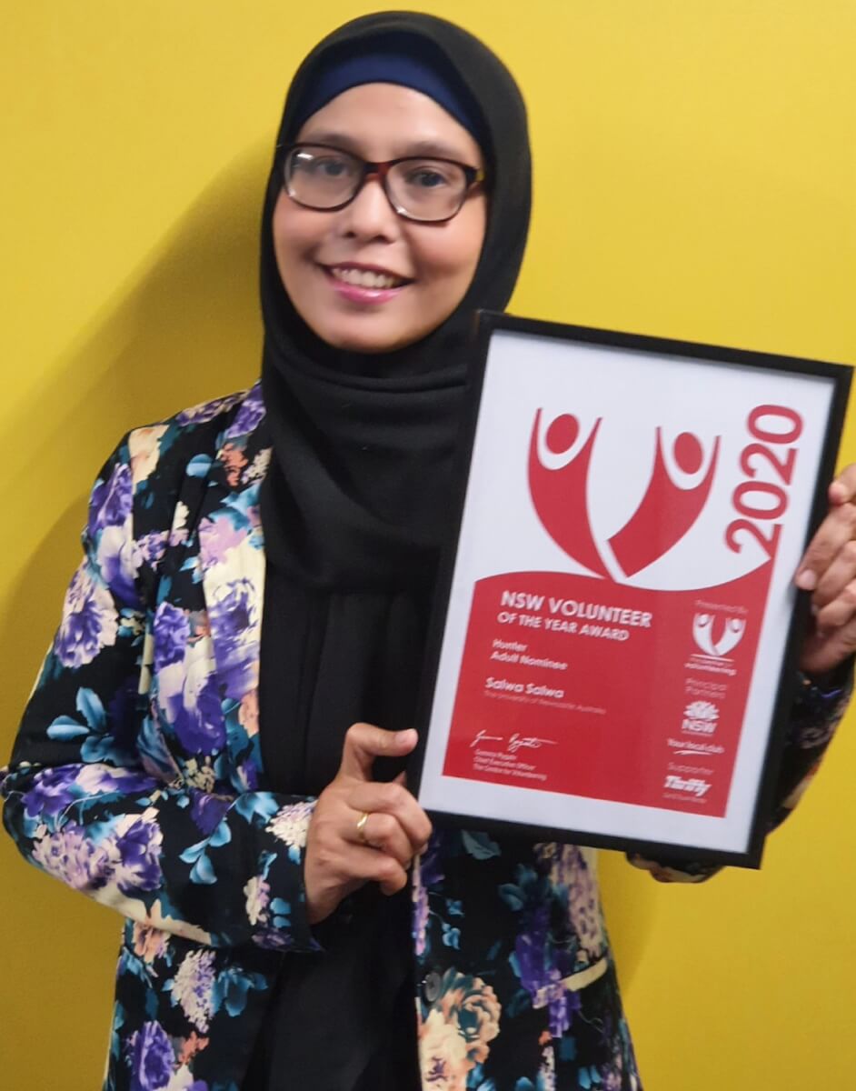 Salwa recognised with 2020 Newcastle Volunteer Service Award