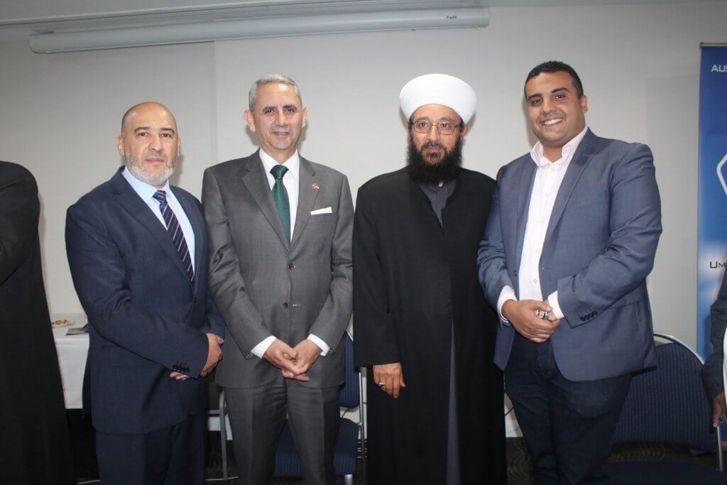 Dr Jneid with Jordanian Ambassador Dr Ali Kreishan, She Aboueid and AFIC exco member Ahmed Hegazi